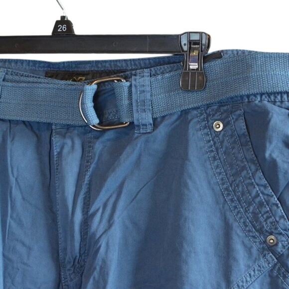 X-RAY Men's Belted Snap Detail Cargo Shorts Majolica Blue, Size 38 - Picture 6 of 8